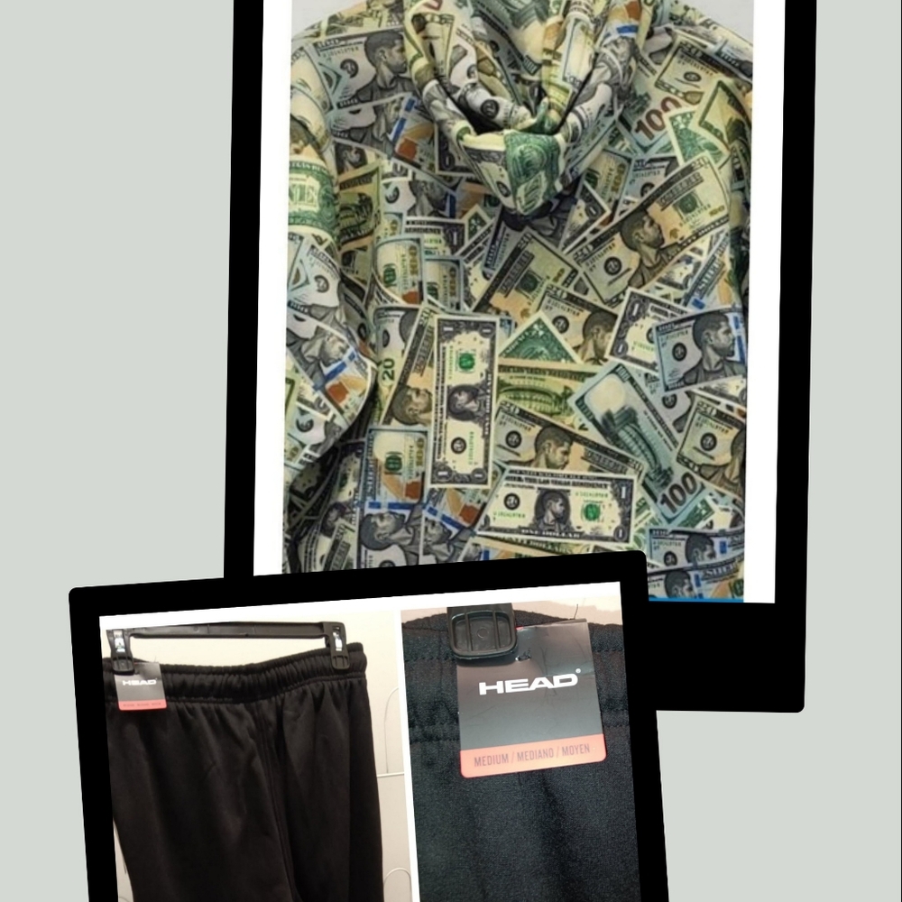 Usher Superbowl NFL halftime show Dollar bill hoodie with Head Joggers